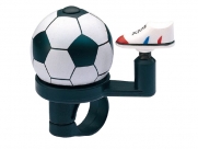 Звонок jh-302, d:38 мм. материал: алюминий/пластик. дизайн: футбольный мяч. крепление: для руля d:22,2