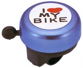 Звонок jh-800al-b, d:55мм. материал: купол - алюминий, база - пластик. цвет: голубой. рисунок: надпись "i love my bike".