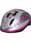 Шлем детский bellelli. цвет: серебристый. рисунок: розовые листочки. размер: m (52-57cm)