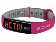 Шагомер SIGMA ACTIVO. цвет: розовый. функции: количество шагов, расстояние, калории, индикация трёх зон активности, часы, продолжительность и качество сна (с приложением SIGMA ACTIV), на правую/левую руку, влагостойкость IPX7
